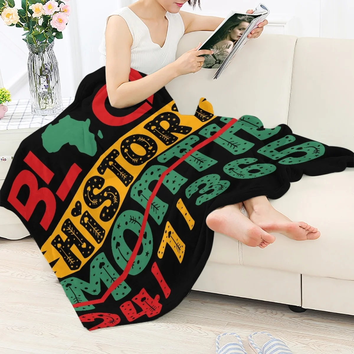 

TOADDMOS Black History Month Juneteenth 1865 Print Flannel Throw Blanket All Season Soft Lightweight Blanket for Bed Sofa Couch