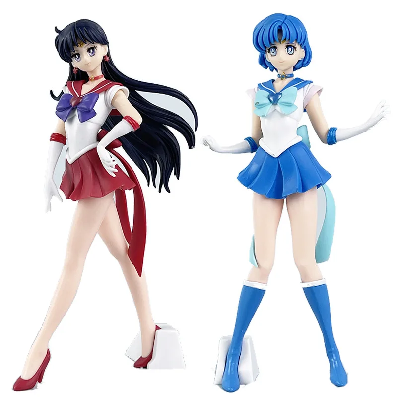 

22cm Sailor Moon Anime Action Figures Hino Rei Mizuno Ami Statue PVC Adult Collectio Model Toys Girls Gifts Sailormoon Figurine