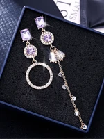 new fashion 2022 purple gemstone long pearl tassel drop earrings for women vintage jewelry party wedding trendy dangle earrings