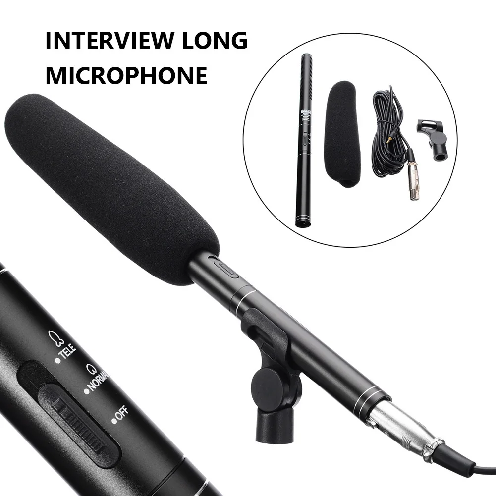 

Professional Condenser Microphone Interview Recording Vlog Youtube Live Mic Super-cardioid for DSLR Camera Video Camcorder Sale