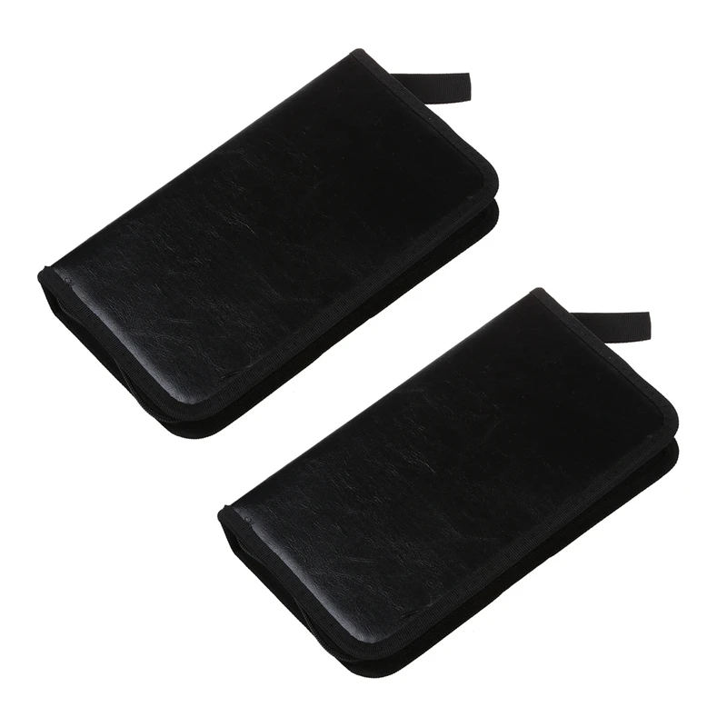 

NEW-2X 80 VCD DVD CD искусственная кожа Чехол держатель Органайзер черный