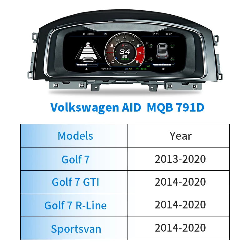Фото 12,3-дюймовая приборная панель на Linux для VW Golf 7/Sportsvan 2014-2020: автомобильный спидометр №4
