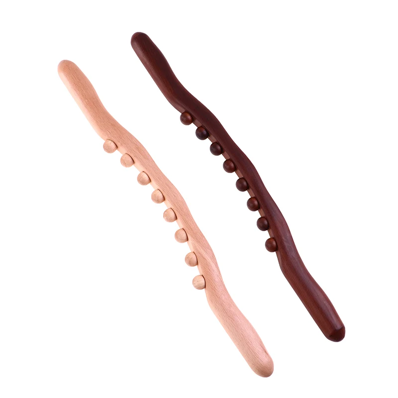 

8 Beads Gua Sha Massage Stick Carbonized Wood Back Body Meridian Scrapping Therapy Wand Muscle Relaxing Acupuncture Massager