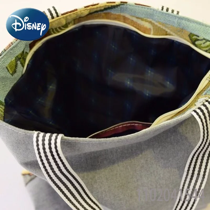 Disney Tote Bag Large Capacity Durable Mickey Canvas Pooh Bear Cartoon Embroidery Shopping Shoulder Handbag for Girl
