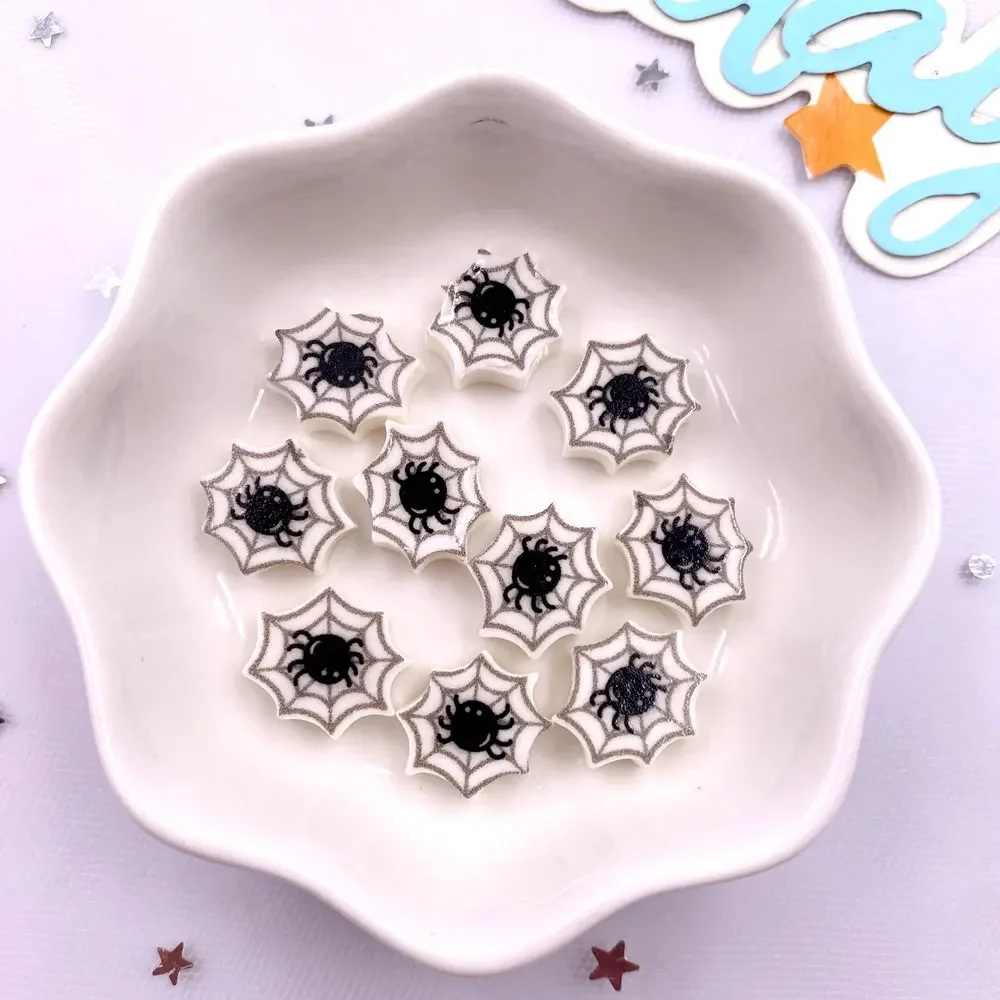 

30 шт., мини-красочная роспись из смолы, летучая мышь, паук, тыква, череп, призрак, кошка, фигурка, плоская задняя часть, альбом для вырезок, сделай сам, лук, декор на Хэллоуин, поделки