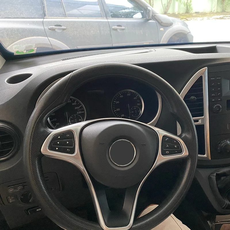 z osłoną przycisków na kierownicy do Mercedes-Benz Vito W447 Silver Chrome ABS 2014-2017 Akcesoria wnętrza samochodu