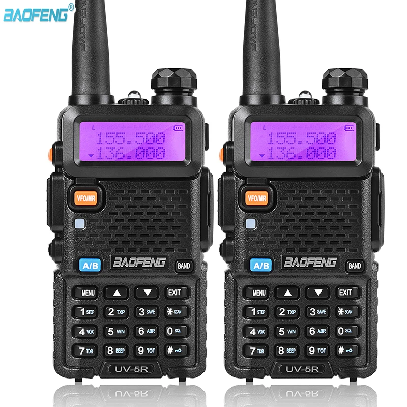 

2 шт., портативная рация Baofeng, два диапазона, 5 Вт vhf uhf