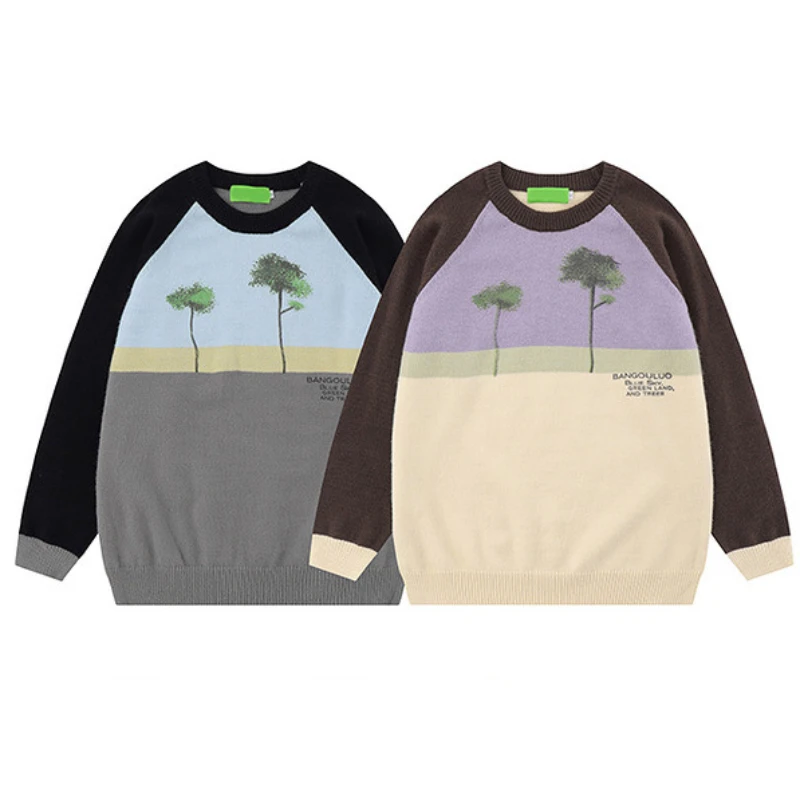 Пуловер мужской/женский трикотажный с круглым вырезом Осенний