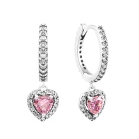female jewelry sparkling halo heart hoop earrings sterling silver jewelry earrings for woman spring bloom party earrings