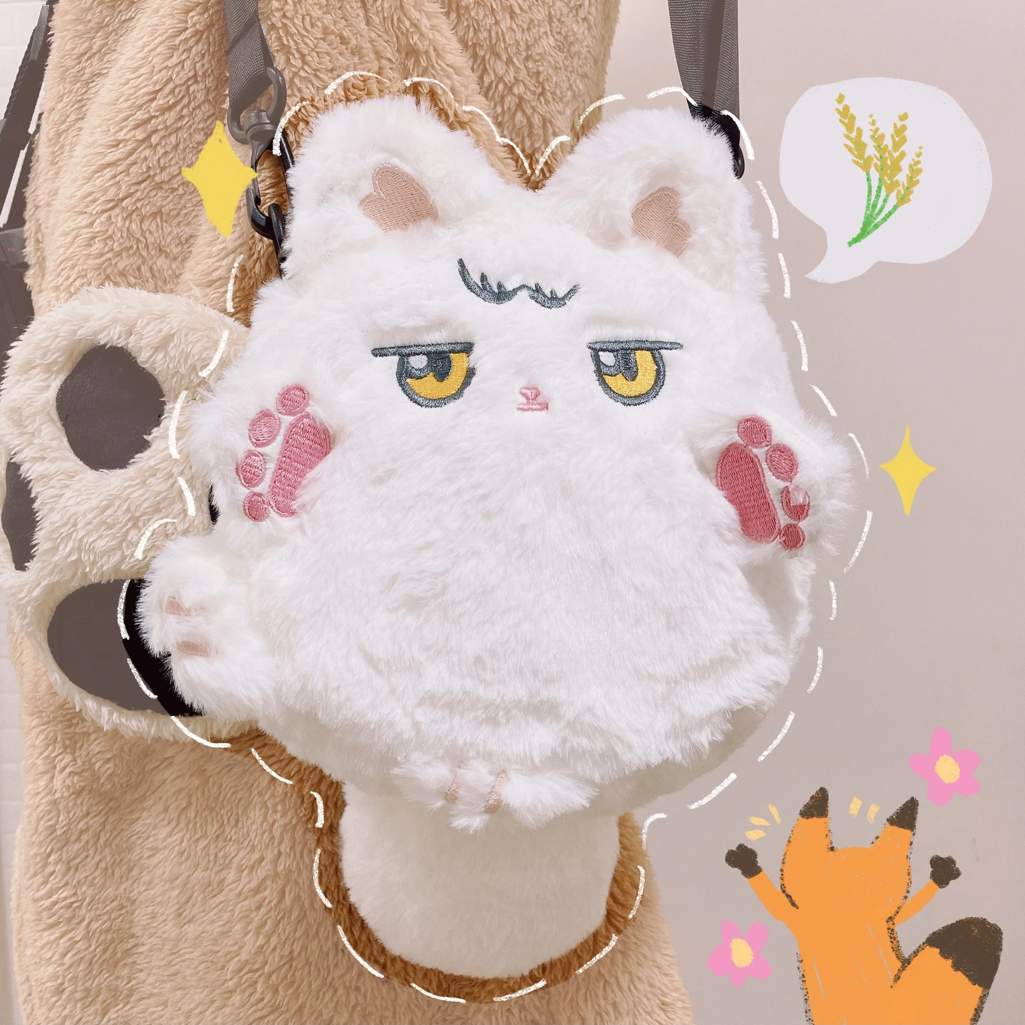 

Anime Haikyuu!! Shinsuke Kita Cartoon Fox Doll Shoulder Bag Storage Bag Cute Messenger Bag Cat Purse Plush Decor Cosplay Gift