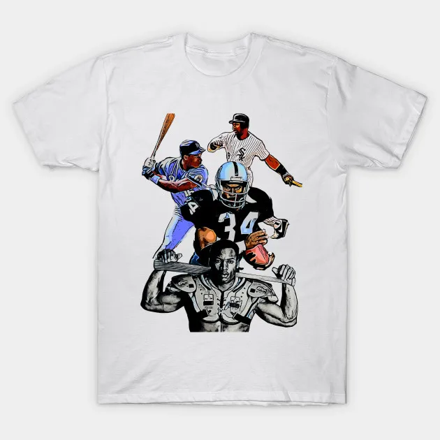 

Men/Women's Summer White Street Fashion Hip Hop Bo Knows Sports Bo Jackson Baseball Football Superstar T-shirt Cotton Tees Tops