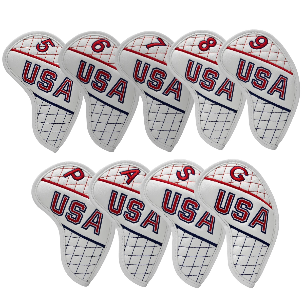 

Golf Iron Cover Headcover USA Iron Headovers Wedges Covers 9pcs/set