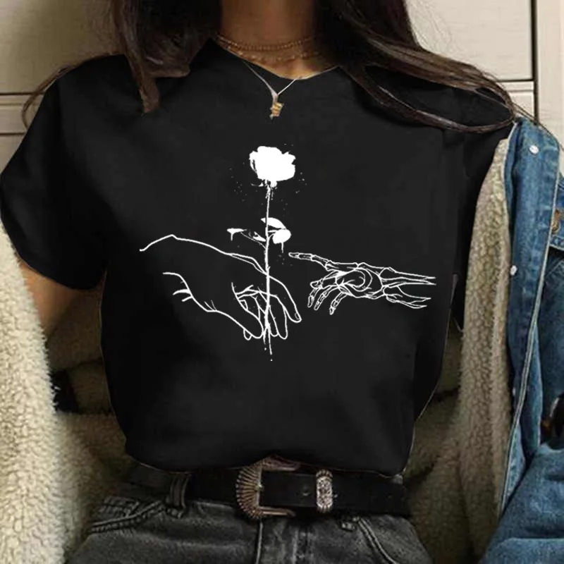 

Michelangelo print women's casual top summer women's fashion T-shirt David pattern women's short-sleeved T-shirt