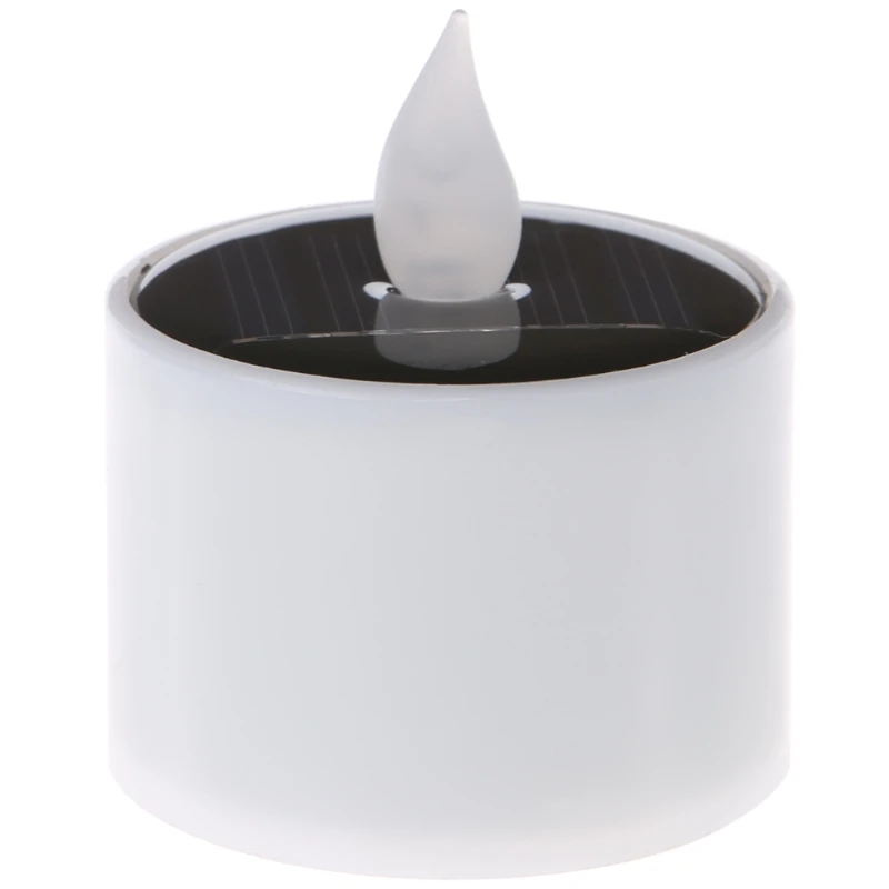 

Solar Powered LED Light Yellow Flicker Tea Lamp Festival Wedding Romantic