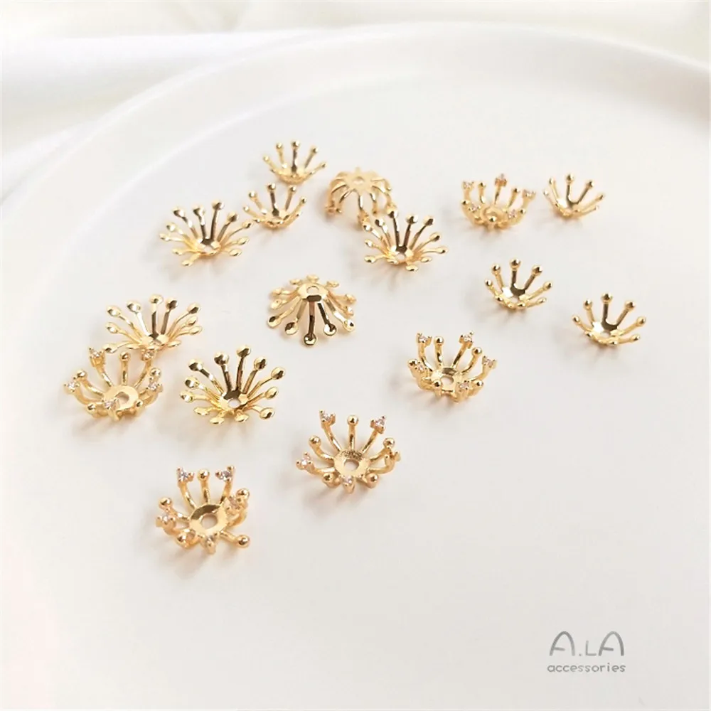 

14K Gold Filled Plated Flower receptacle Flower hat accessories inlaid zircon hairpin receptacle DIY handmade materials