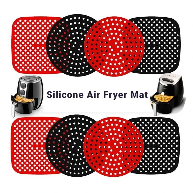 Silicone Air Fryer Liner Kitchen Steamer Baking Pad Pastry Tool Oil Mat Grilled Saucer Alfombrilla Solicona Par Freidora