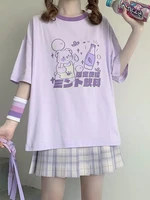 deeptown kawaii girl top sweet anime graphic t shirt women summer top harajuku cute cartoon bear print t shirt short sleeve kpop