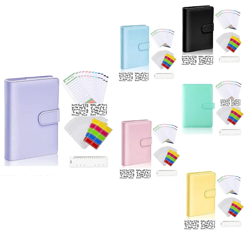 

A6 Notebook Binder Budget Planner Organizer 6 Ring Binder Cover,Binder Pockets,Expense Budget Sheets Sticking Ruler