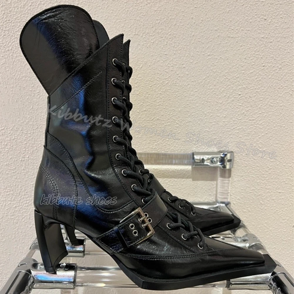 Винтажные ковбойские ботильоны из натуральной кожи на шнуровке элегантная