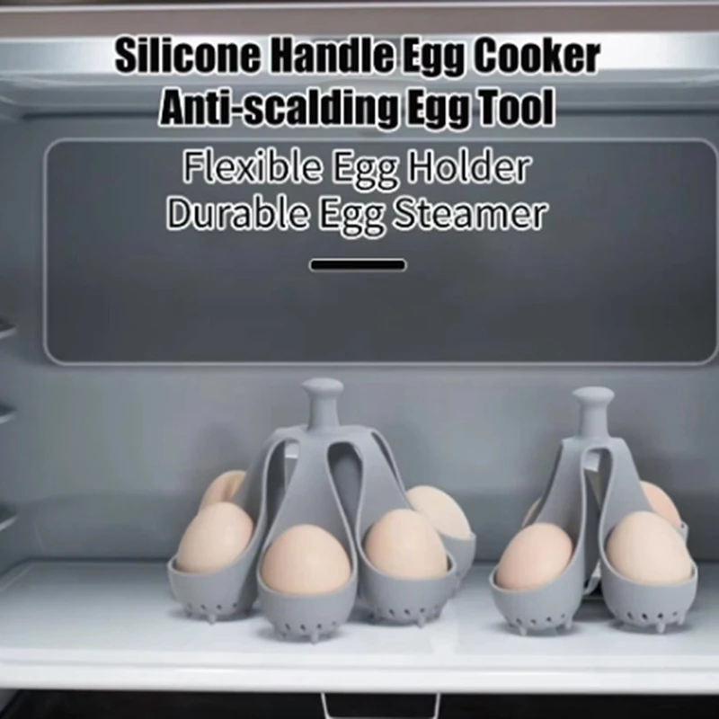 Boiled Egg Holder Silicone Handle Cooker Steamer Tray With Anti-Scald For Cooking Steamed