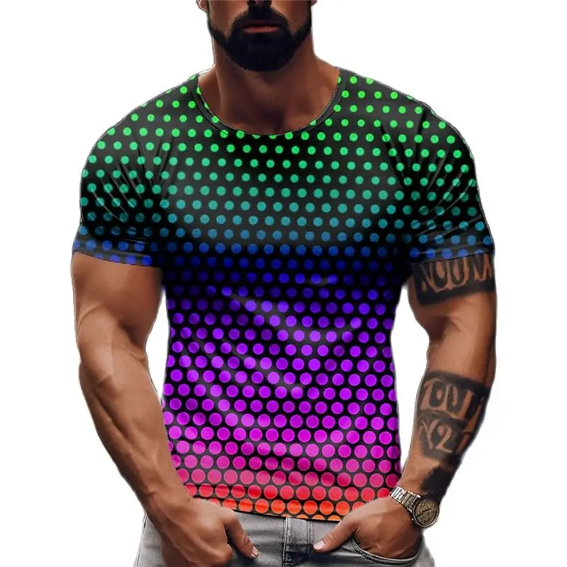 

Summer Fashion Round Dot graphic t shirts Men Trend Simplicity Style Print Tee Personality Casual polyesters O-neck Short Sleeve