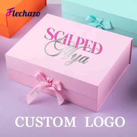 Большая подарочная коробка Flechazo  черная/розовая