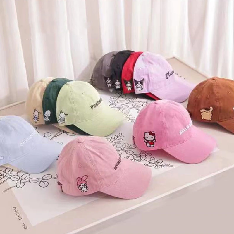 

Sanrio кавайная бейсболка Hello Kitty Милая мультяшная Регулируемая Кепка с козырьком Студенческая универсальная шляпа от солнца для пар подарок