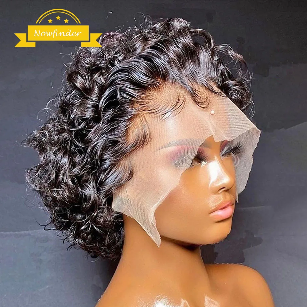 

Pixie Cut Curly Burgundy Lace Front Wigs 13x4 Natural Color Short Bob 99J Human Hair Wig Transparent Lace Frontal Wigs For Women