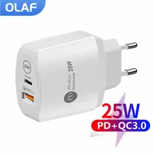 Olaf 아이폰 샤오미 화웨이 삼성용 고속 충전 3.0 어댑터, USB C 충전기, PD 25W