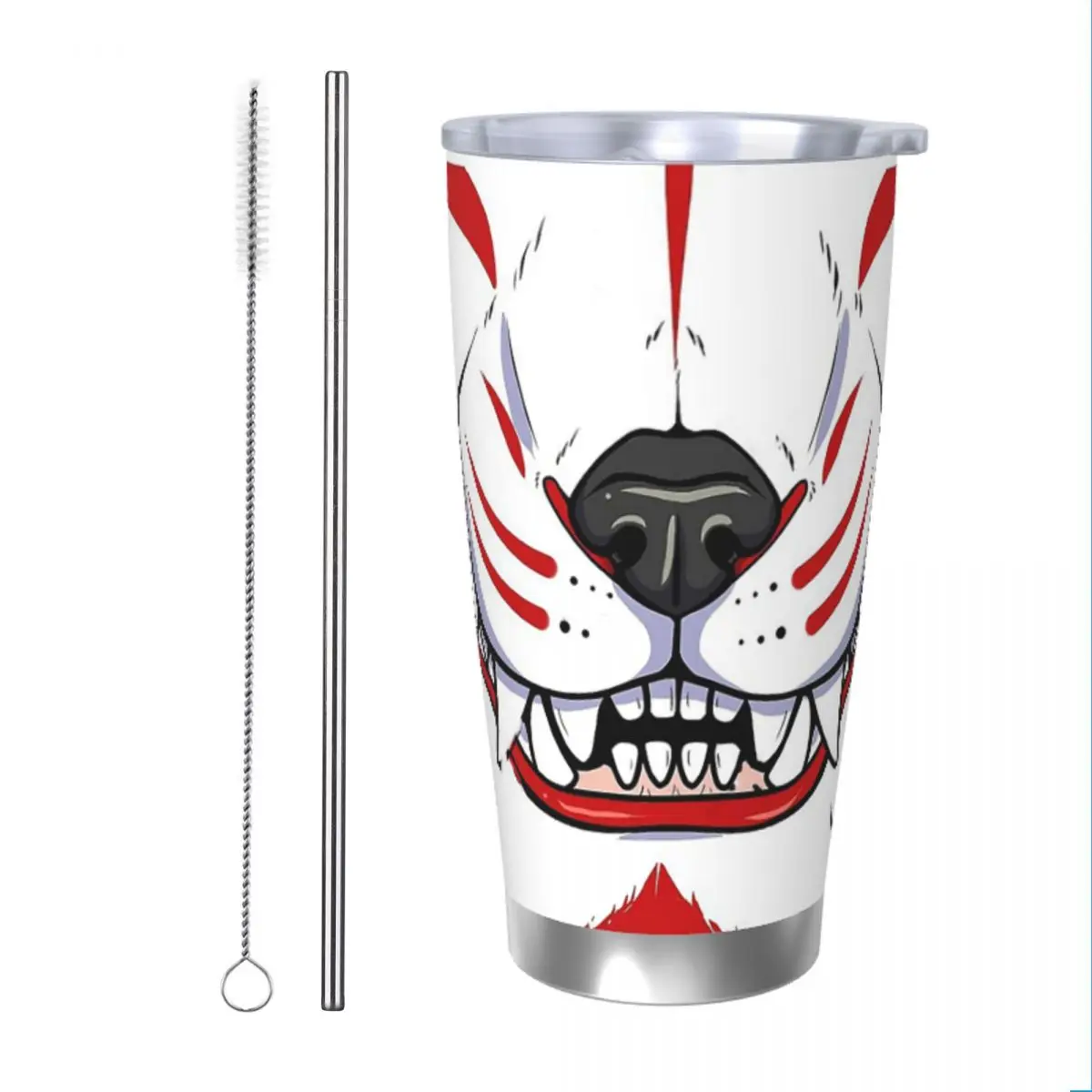 Oni Demon Kitsune Grin Tumbler вакуумная Изолированная лиса Aunumart японская Термокружка колба