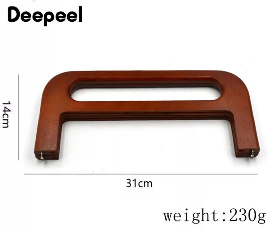 1Pc Deepeel 25-31cm Wooden Bag Closure Purse Frame Wood Clip Bags Handle DIY Handmade Sewing Brackets Handles for Making Handbag