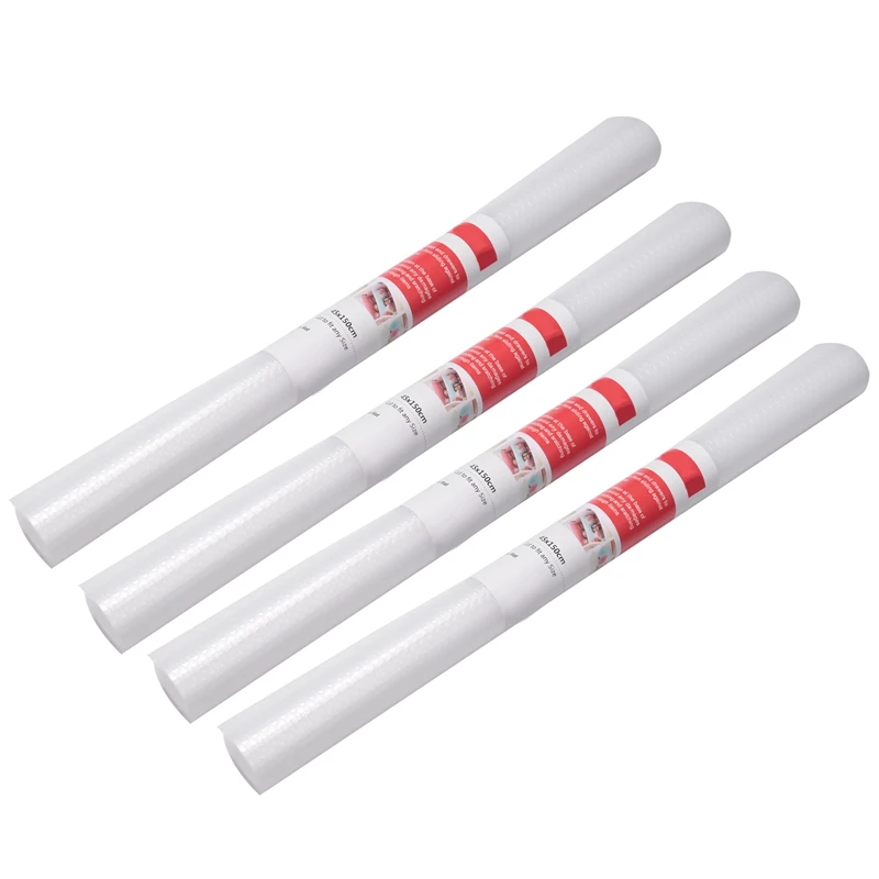 

ABHU 4 Rolls Fridge Mats Non-Slip Waterproof Shelf Liner DIY EVA Cupboard Cabinet Shelf Refrigerator Pad 45X150cm