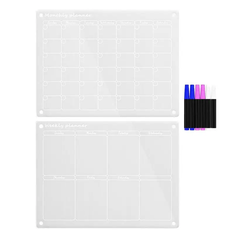 

Acrylic Calendar Magnetic Weekly & Monthly Planner Calendar Refrigerator Dry Erase Board Fridge Sticker Message Board Menu