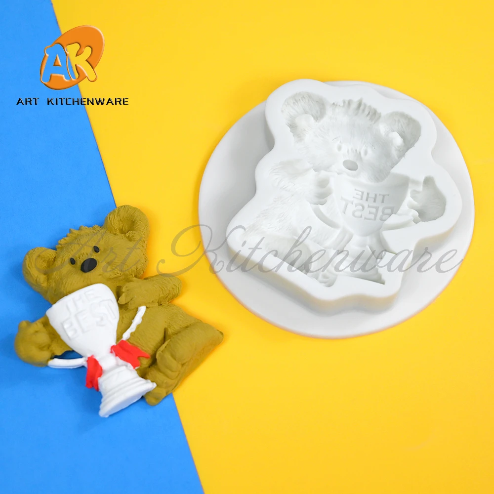 Силиконовая форма с 3d-изображением лучшего медведя Модель глины из