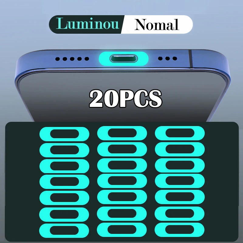 

20/10Pcs Anti-scratch Luminous Phone Charging Port Sticker Film for IPhone 13 12Pro XR Xs 11 8 7 Plus Charging Protect Film