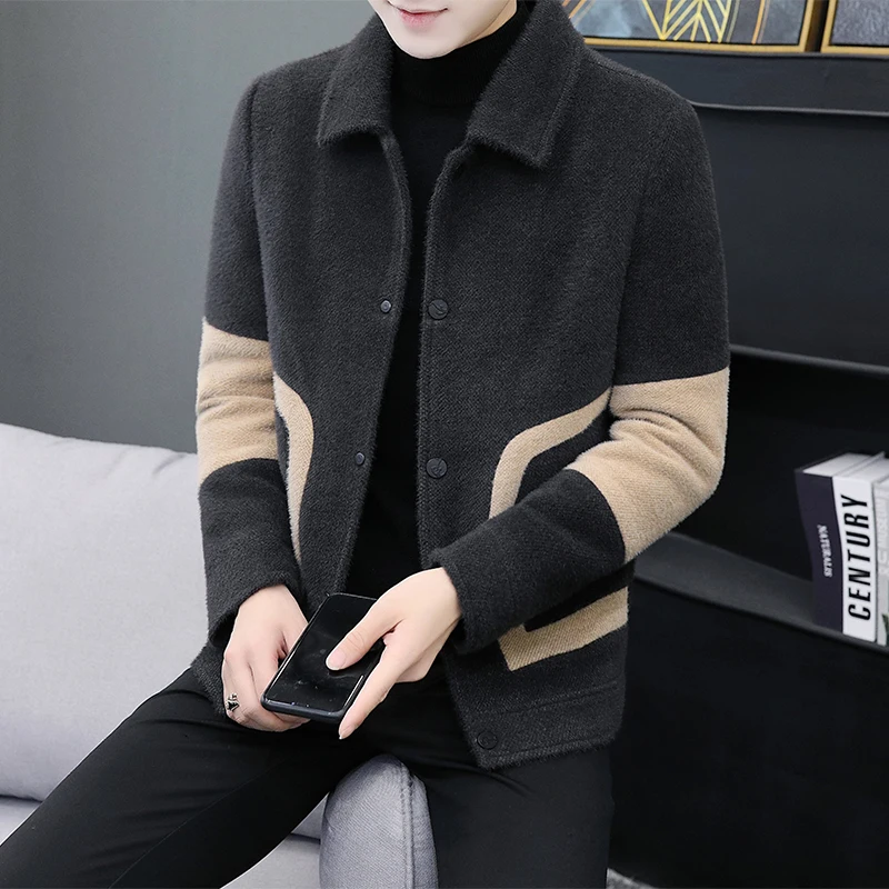 Осенне-зимняя толстая мужская куртка с лацканами в Корейском стиле модная