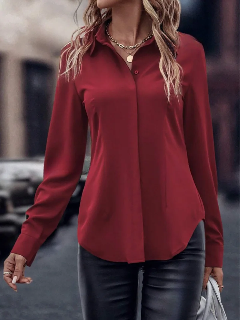 Осенние повседневные женские блузки элегантная атласная многоцветная базовая