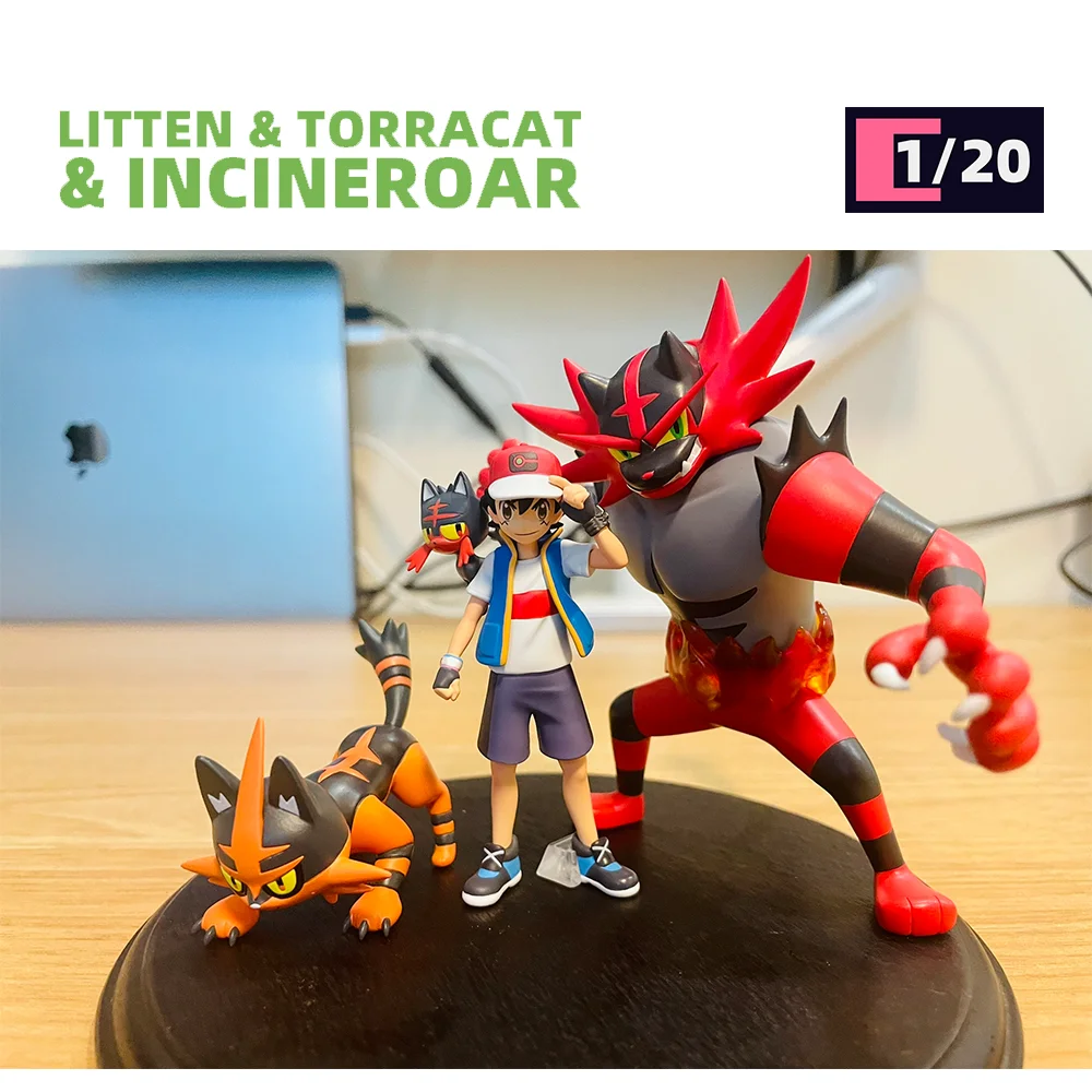 

[IN STOCK] 1/20 Scale World Figure [UU Studio] - Litten & Torracat & Incineroar Collection Gift TOYS