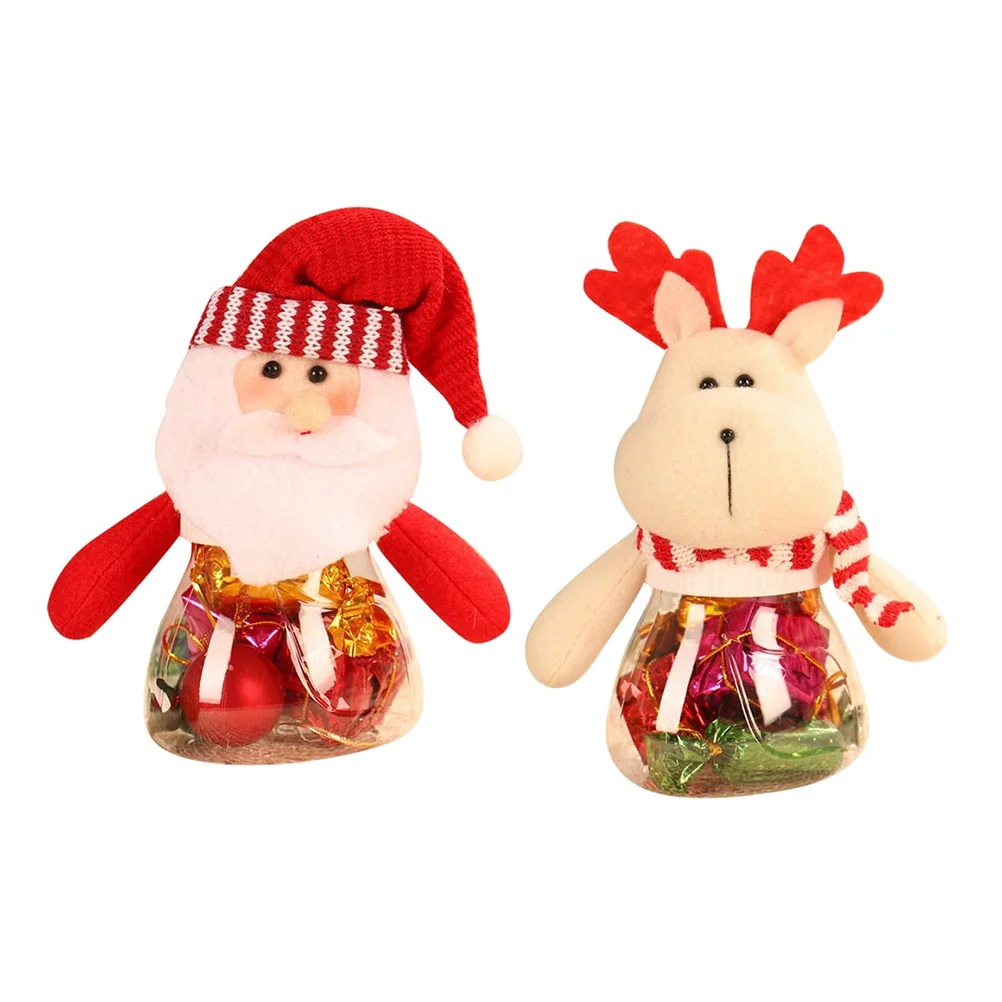 

2PCS Christmas Cartoon Candy Jar Candy Container Transparent Empty Box Party Decoration (Santa Elk)