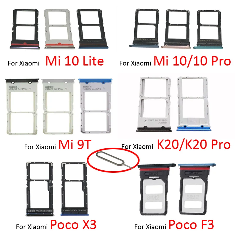 SIM Tray Slot For Xiaomi Mi 9T 10 Pro Lite Redmi K20 Pro Original Phone SIM Chip SD Card Holder Drawer For Poco X3 F3