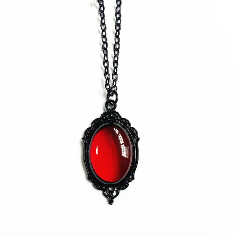

Goth Vintage Red Black Quartz Crystal Cameo Pendant Christmas Gift Necklaces for Women Friends New Fashion Jewelry Wholesale