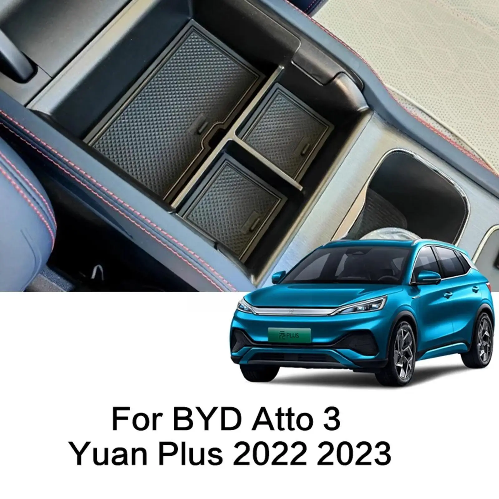 

For BYD Atto 3 Yuan Plus 2022 Car Central Armrest Storage Center ABS Interior Box Accessories Console Decoration Content M7E3