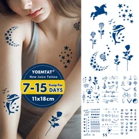 waterproof temporary tattoo sticker flower star dolphin juice lasting ink body art genipin herbal semi permanent flash fake tato