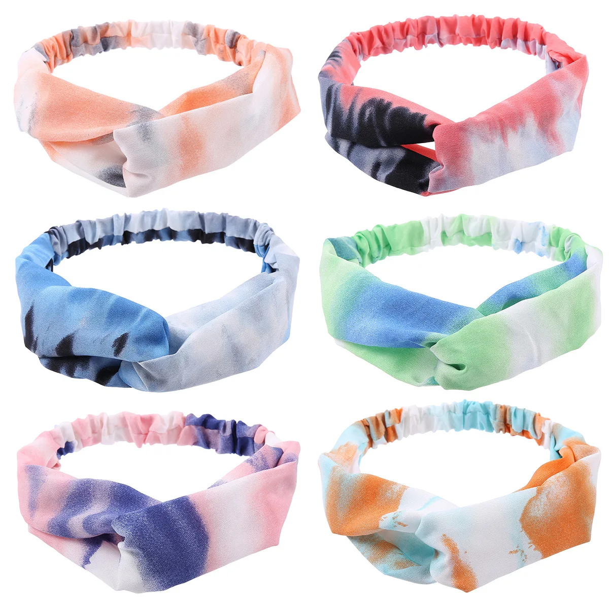 

1Pcs/lot Hair accessories tie-dye printing cross hair band headband European and American popular all-match ladies hair band