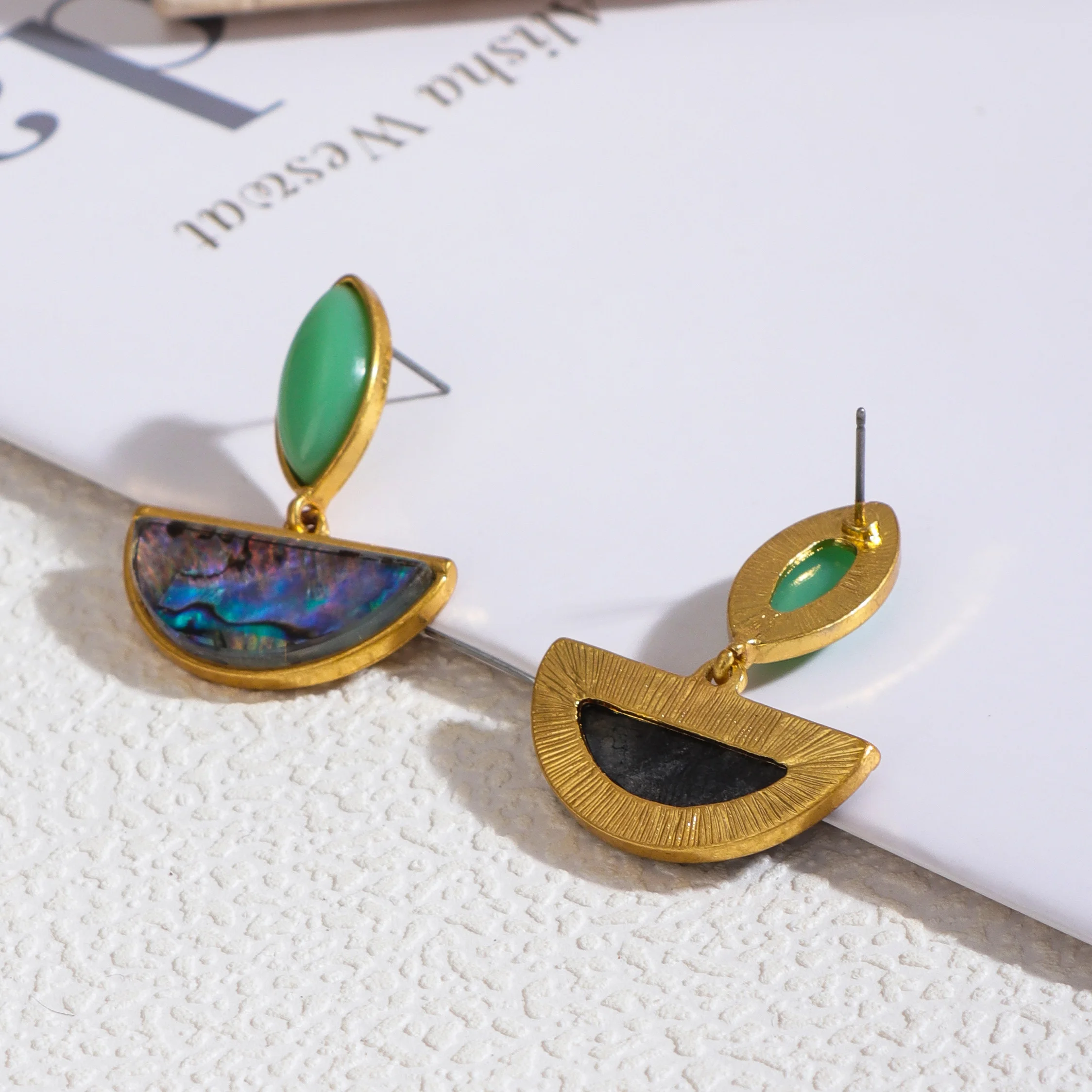 Женские Геометрические полукруглые серьги-подвески с морскими ушками