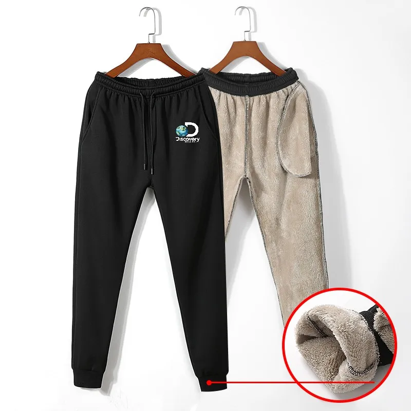 

2023 Discovery Winter Men Sweatpants Thermal Lined Thick Fleece Warm Sweat Pants Casual Plus Velvet Sports Jogger Trousers