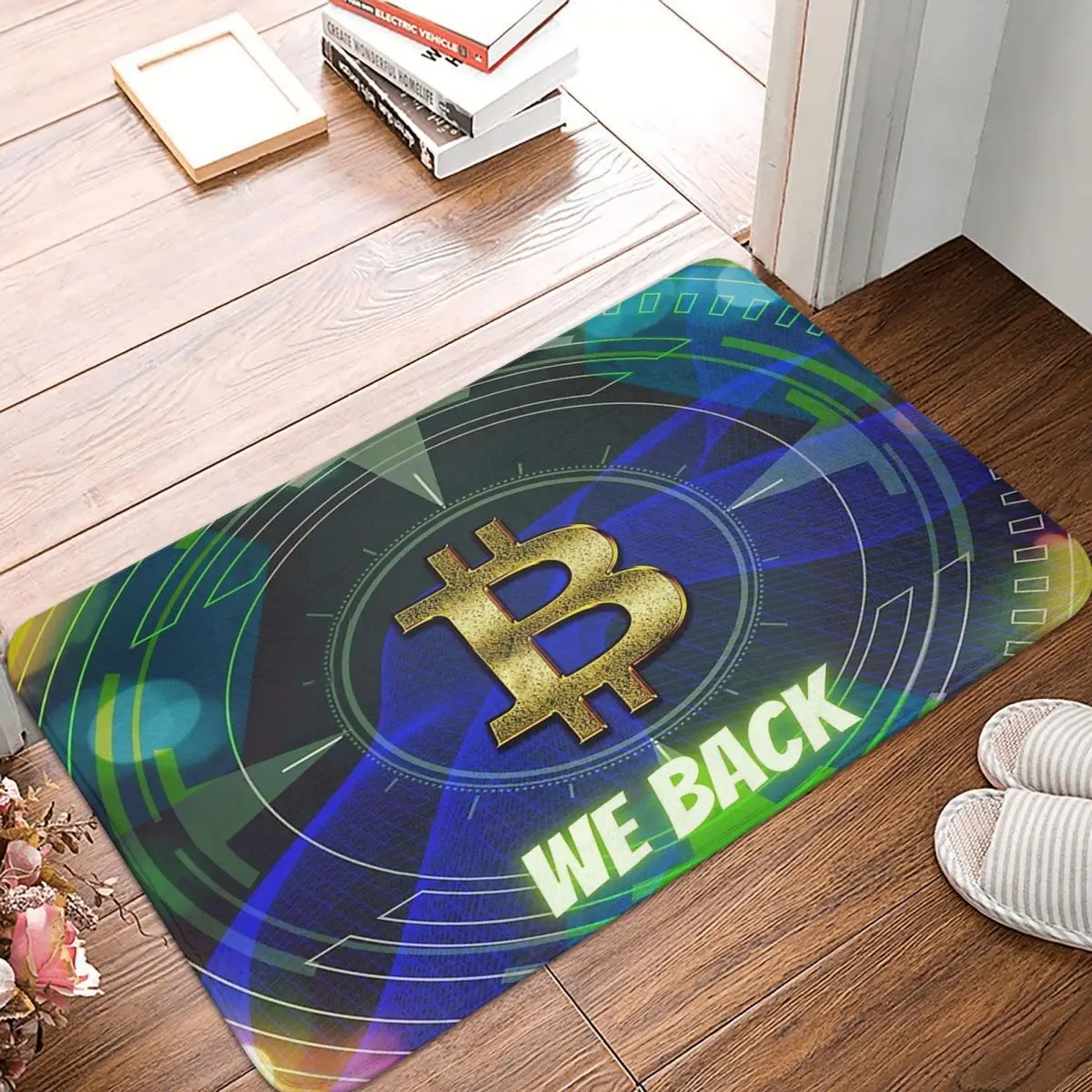 Противоскользящий коврик для ванной комнаты с виртуальной валютой биткоина