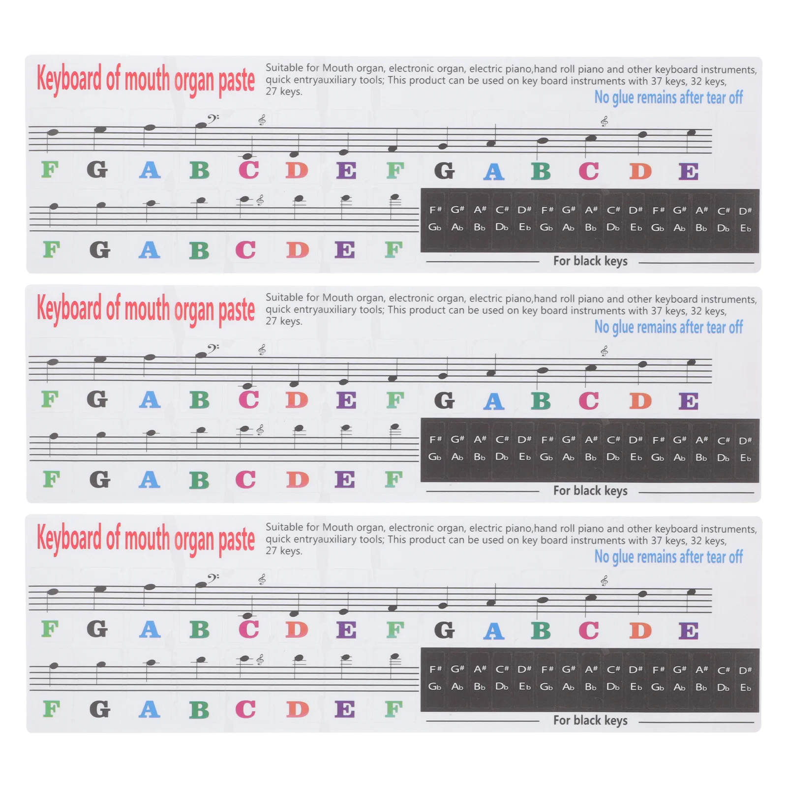 

3Pcs Melodica Musical Scale Stickers Useful Melodica Keyboard Stickers for Beginners