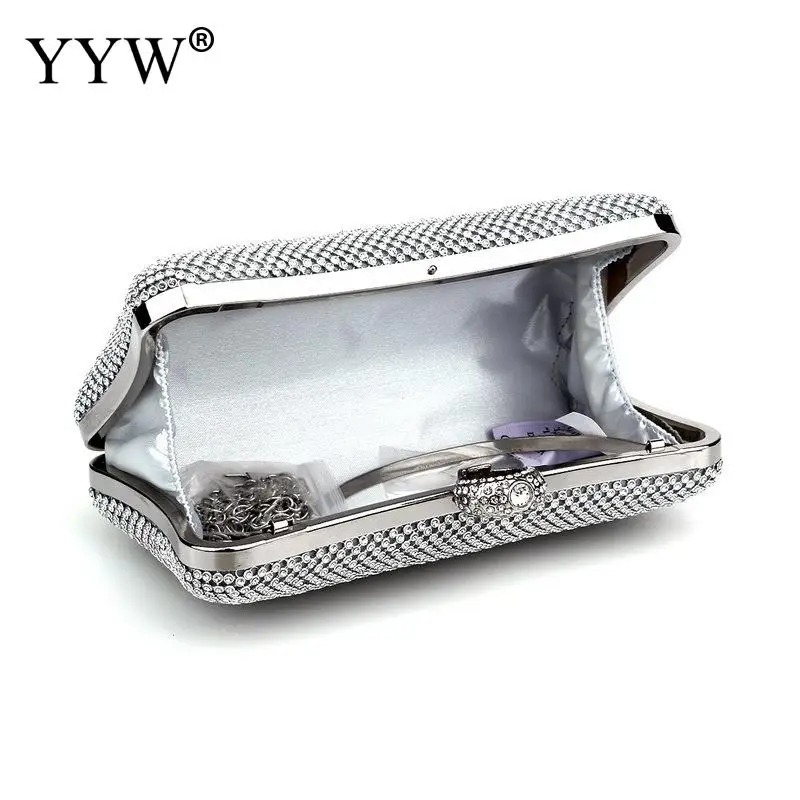 Luxury Rhinestone Beads Lady Evening Prom Handbag Diamond Ring Clutch Messenger Bag with Handle Elegant Women Metal Chain Purse