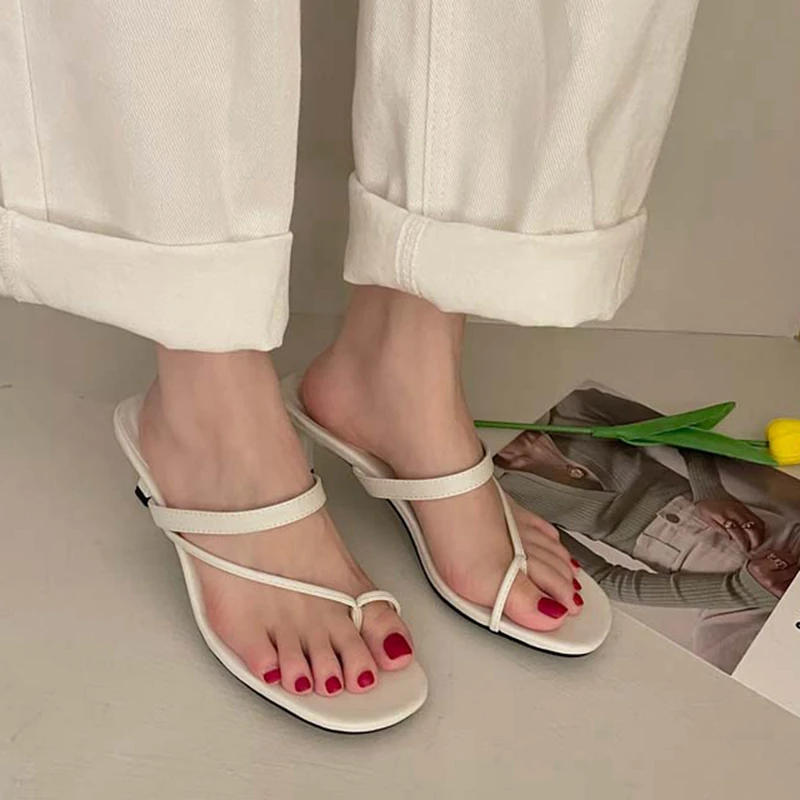 

Женские шлепанцы на тонком каблуке, элегантные сандалии с узким ремешком, классические туфли на тонком высоком каблуке, лето 2022